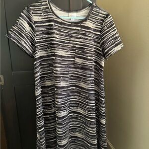 LuLaRoe Black and White Striped Carly Dress